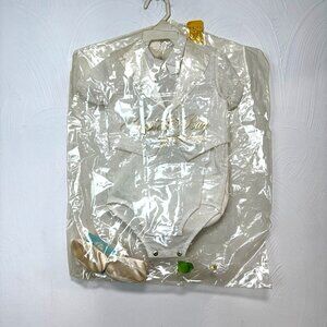 Vintage Baby Christening Outfit w/ Satin Booties Keepsake Bag Madonna White 12m